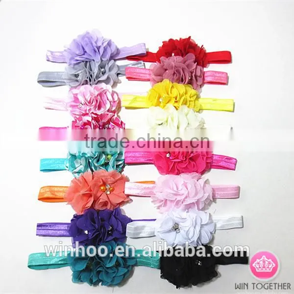 2015 hottest elastic bead flower hairband for chirldren