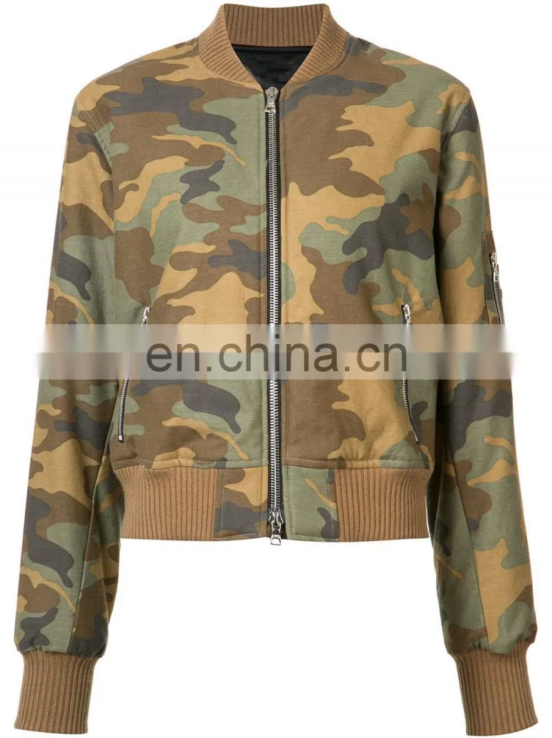 Women's Arm With Pockets Camouflage Bomber Jacket