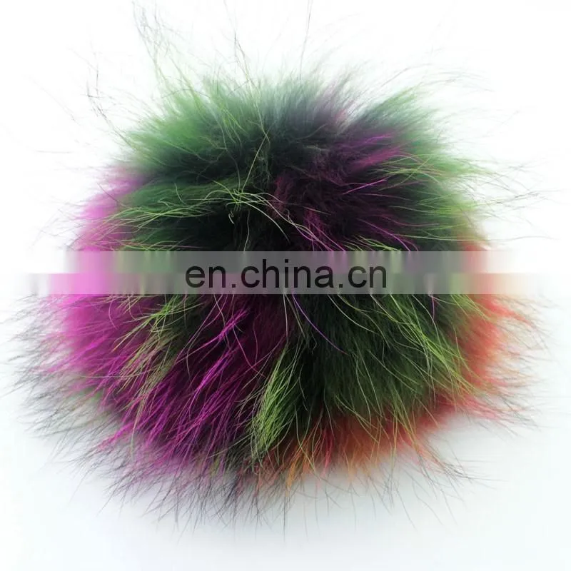 Top grade factory wholesale colorful fluffy real raccoon fur pom poms ball
