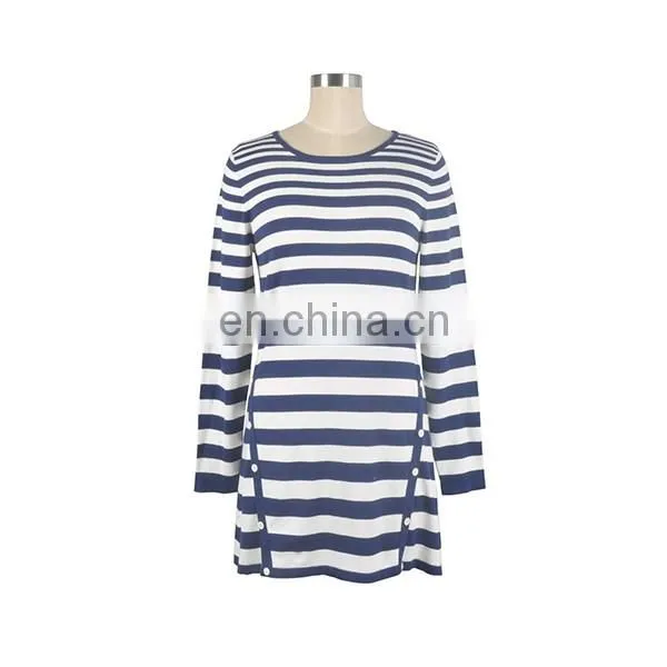 Latest Design Ladies Fashion Spring Knitting Machine Price Striped Women Sweater