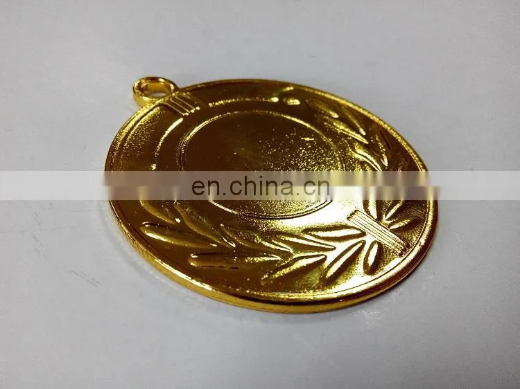 Wholesale Oliver Leaf Blank Iron Medal in Shiny gold Plating