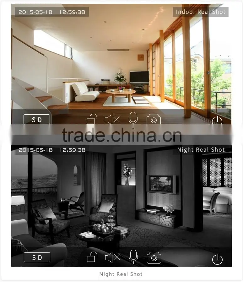 PIR Detector+Smoke detector+Door sensor+Wifi IP Camera PTZ P2P Wireless 1.0MP IRCUT CMOS Security Surveillance Camera
