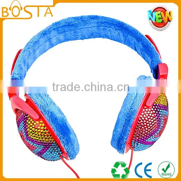 Best stereo hifi popular diamond headphone/kids headphone/star headset