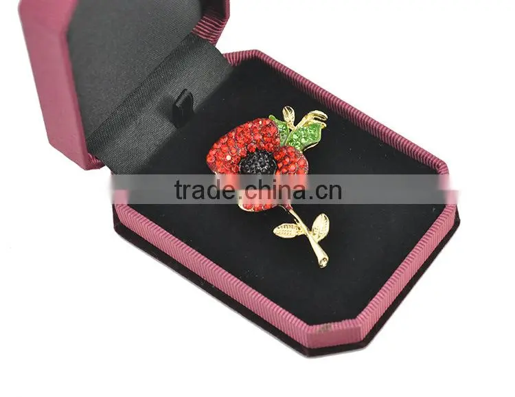 Classical commemoration of Princess Kate rhinestone poppy brooch