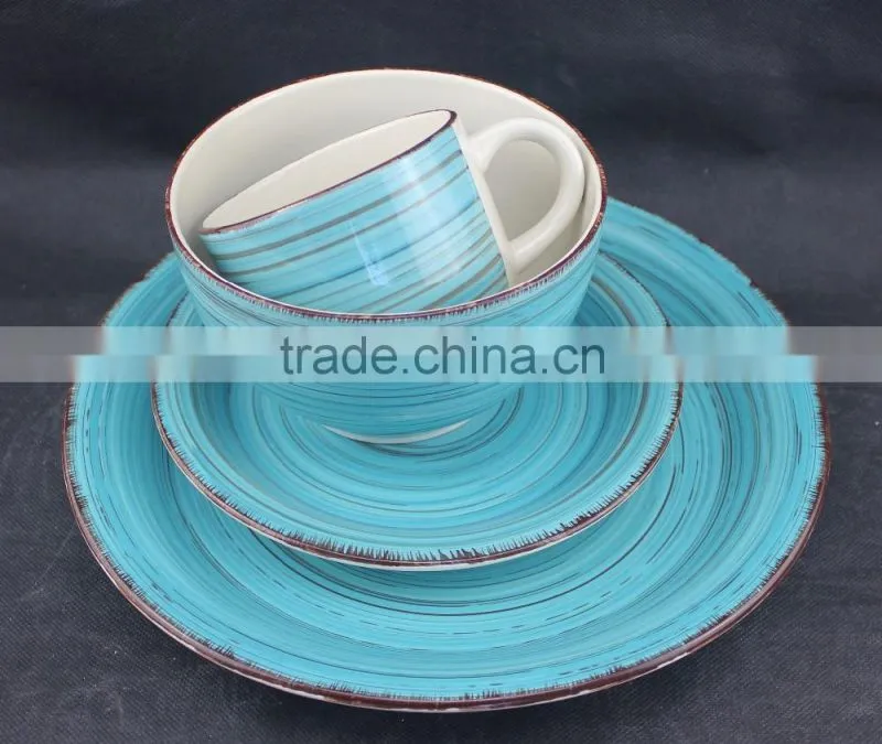 16 pcs stonewareware dinner set with dish plate and coffee mug