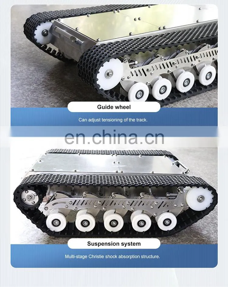 IP65 waterproof stainless steel Small size portable rubber track platform remote crawler robot chassis