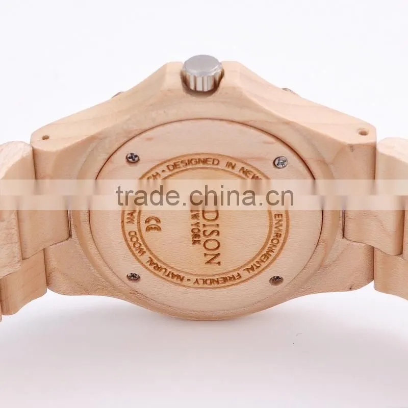 2015 wholesale wood watch vogue wrist wooden watch for men and women with customized logo