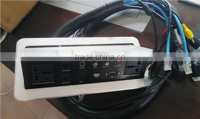 Aluminum Electric Power Pop Up Table Top Power Outlet USB