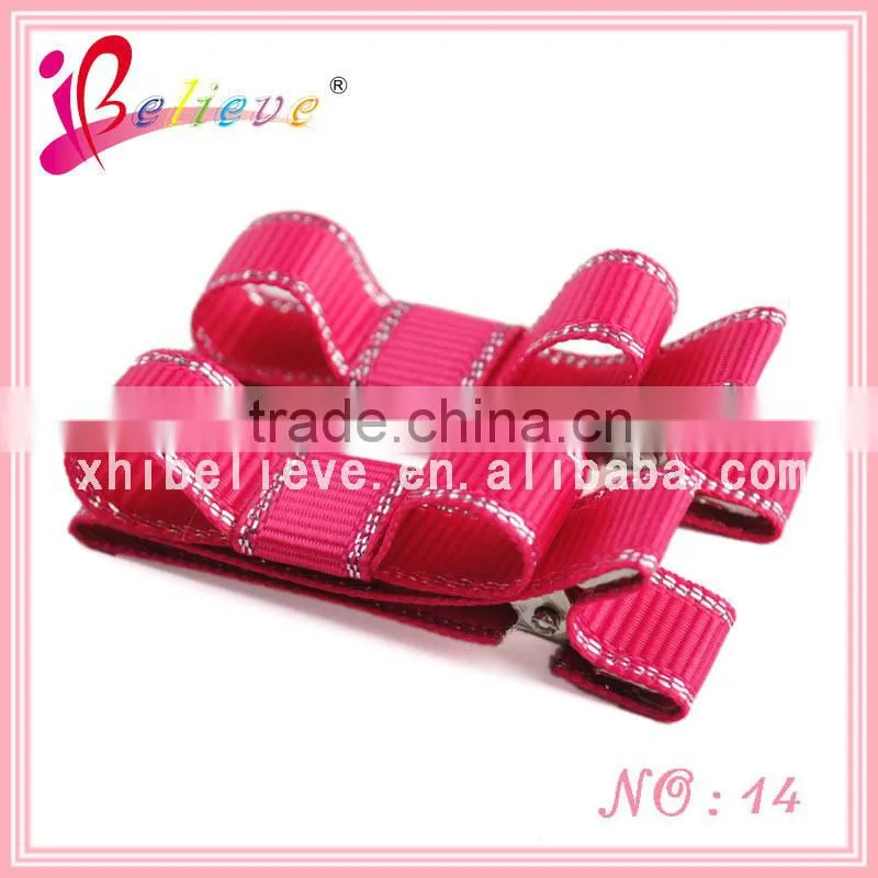 Cotton grid flower hair clip wholesale girls hair flower,hair flower clips