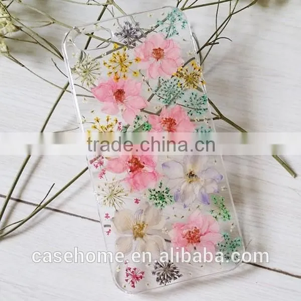 Clear Soft Silicon TPU Back Case For Apple iphone 5 5s 6 6s 6s plus Real Dry Flower Embossing Case