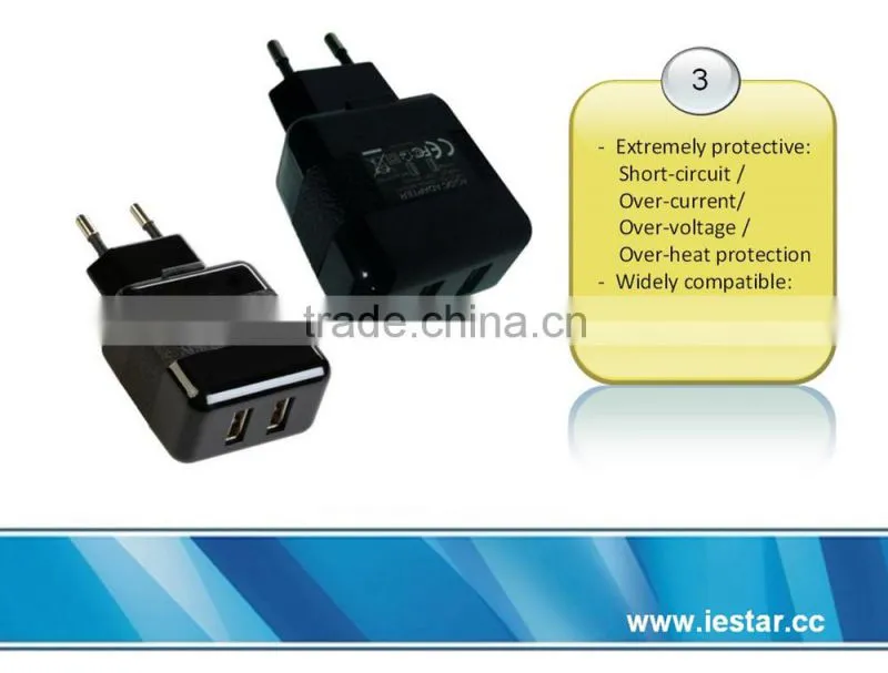 New Arrival 2.1A Dual USB EU Wall Charger