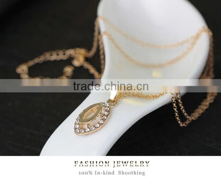 Royal Noble Geometric Oval Hollow Crystal Gems Drop Pendant Decoration Necklace Elegant Jewelry Set For Braid Wedding Accessory