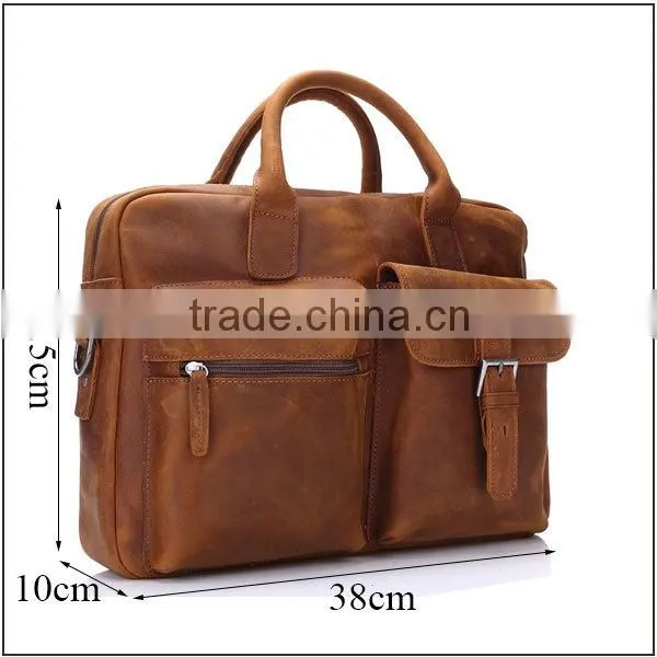 Vintage top grain leather tote briefcase men genuine leather briefcase