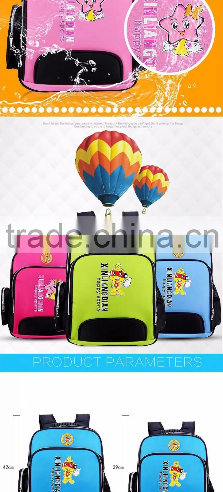 children quality cartoon school bag fashion student's backpack waterproof