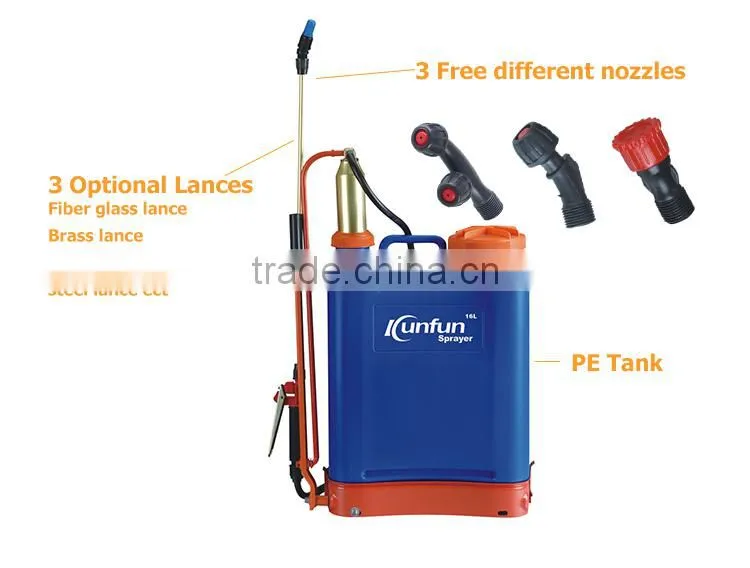 2016 New design high quality 16l backpack manual sprayer for farm