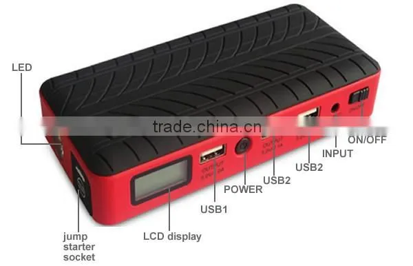 sunpow 12000mAh triple usb 12v car jump starter Mini Mobile Power Bank booster with Air compressor