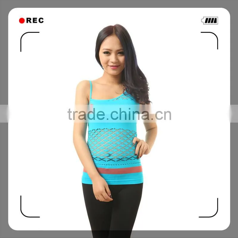 2015 Ladies seaxy fashion seamless tank top with jacquard weave