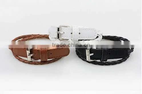 Factory top selling wholesale buckle mens leather bracelet/