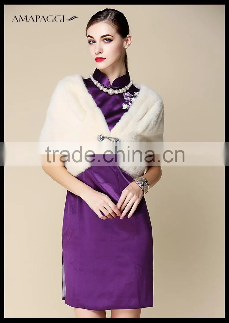 custom white mink fur shawl for girls