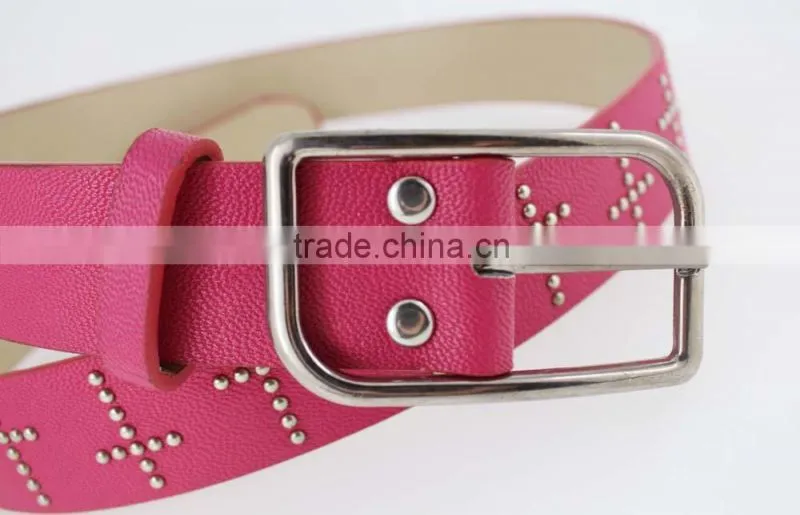 Women's Fashion studded belts for jeans with pu leather square accessories