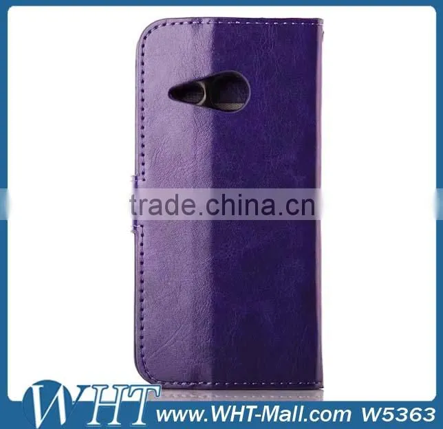 Custom Leather Flip Wallet Case Cover for HTC One M8 mini, for HTC One M8 mini Case WHTS007