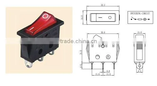 Single pole Rocker switch&lighted 16A/250Vrocker switch of 3-ways