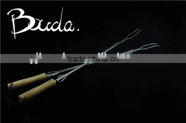 Stainless Steel Barebecue bbq Grill Net with wooden handle BD-B8112