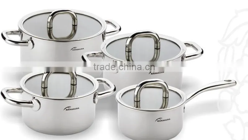 cookware sets with glass Lid -4pcs MOQ:1set