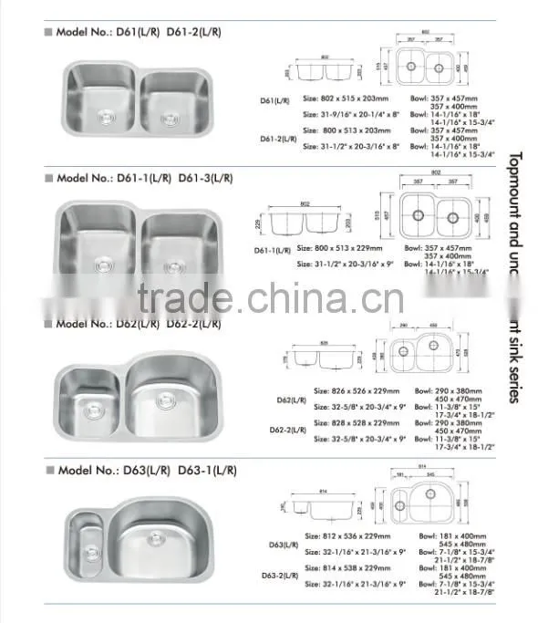 HOT SALE stainless steel undermount kitchen sink