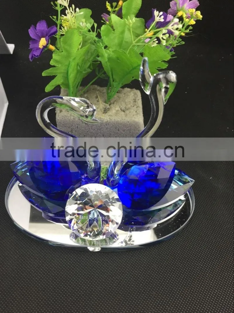 Factory directly sale hot seller high quality lovely couple crystal swan for wedding gift