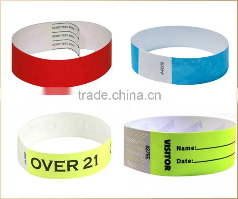 Nightclub custom give away tyvek paper wristbands/bracelets