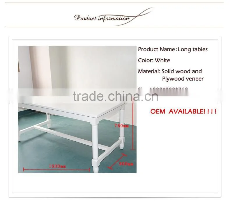 China Factory Wholesale Modern Dining Furniture Rectangle White Wooden Dining Table