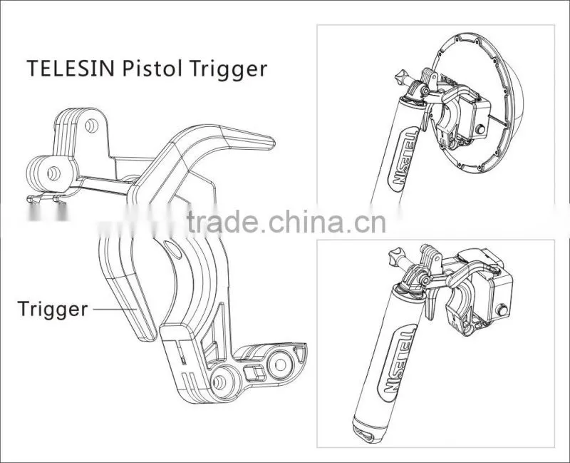 Telesin new released pistol trigger / shutter gun device for Go Pro dome port and floaty bobber