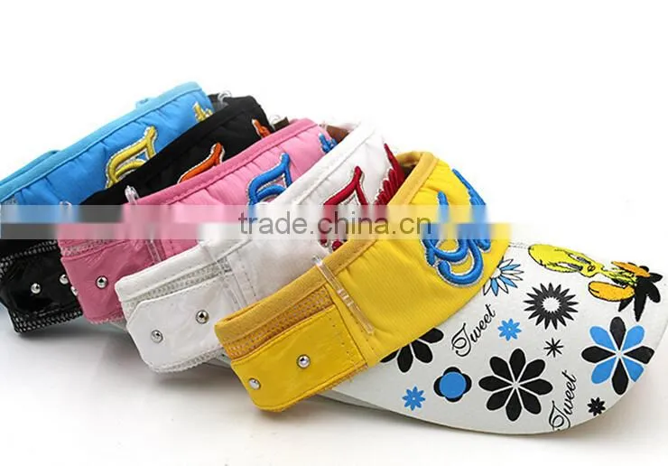 Colorful bright printing and embroidery design sun visor for kids