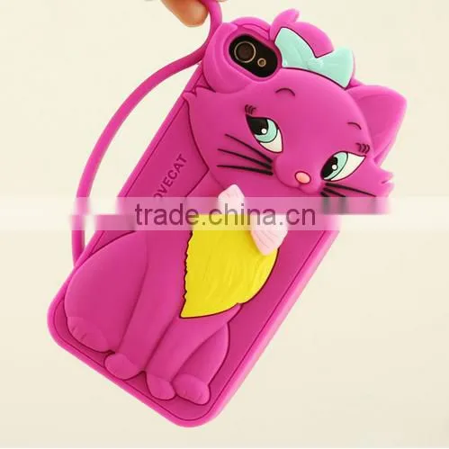 Cute 3d cat design cartoon mobile phone silicone case for samsung iPhone 6/6s