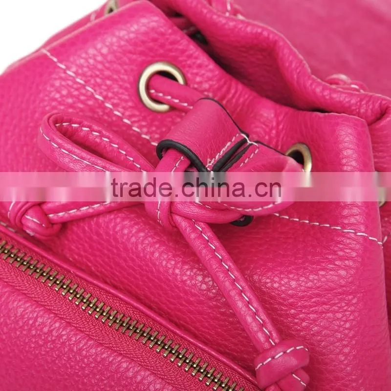 Dongguan factory sell directly simple small size real leather ladies backpack