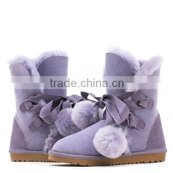 2015 New design snow buckle fastener sweet plush boots