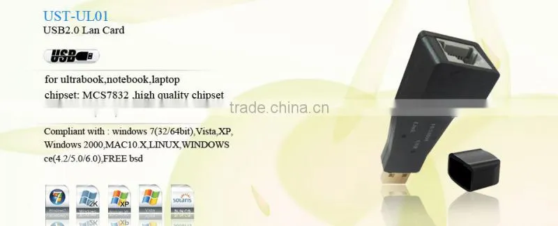 blak Usb 2.0 external network latest lan card with led light High Speed 480Mbps