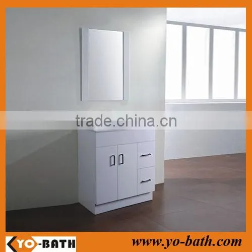 30" white MDF bathroom vanity cabinet with ceramic wash basin