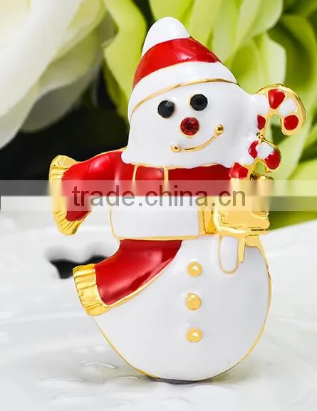 Vintage Red Hat Snowman Hold The X'mas Candy Brooch