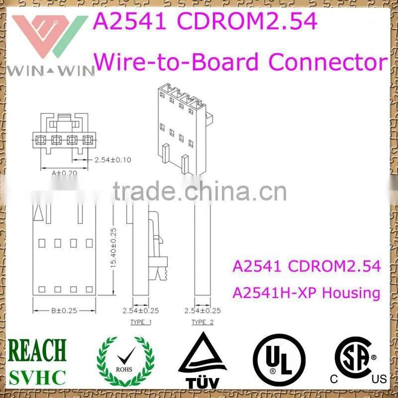 2.54mm Pitch A2541 CDROM2.54 Electronic Wire to Board Connector