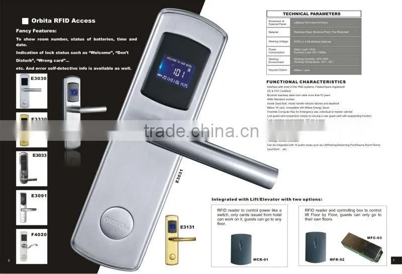 Ul mortise electronic key digital hotel door lock