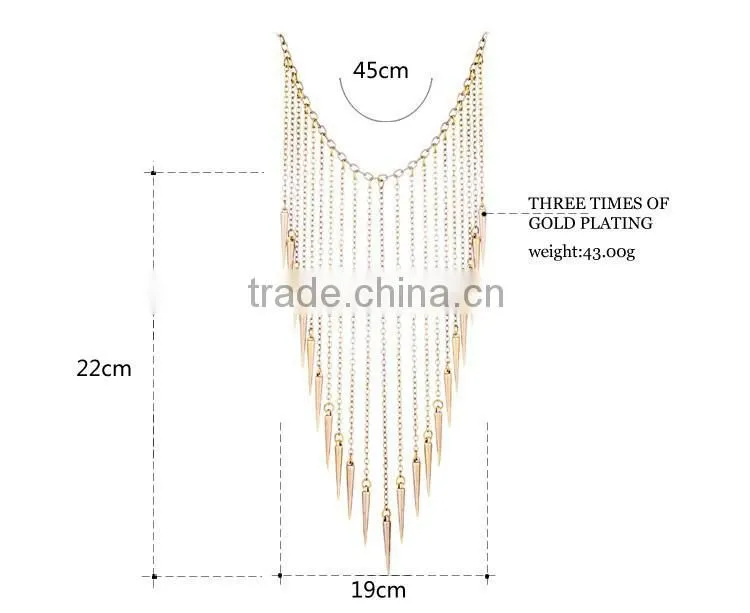 gold silver bullet tassel women accessories necklace