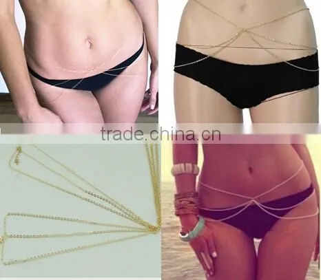 Africa Women Simple Fashion Three Layers Sexy Bikini Waist Belly Body Chain body chain jewelry