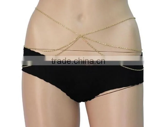 Africa Women Simple Fashion Three Layers Sexy Bikini Waist Belly Body Chain body chain jewelry