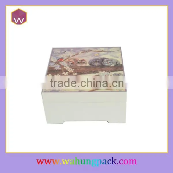 Square Wooden Painting Small Music Box/Jewelry Box/Gift Box With Custom Music