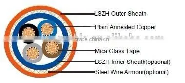 Low tension copper conductor 4 core 35mm2 xlpe fire resistant cable price