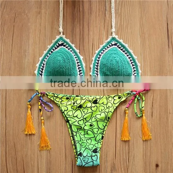 wholesales of crochet sex swimsuit , lady's crochet triangle bikini