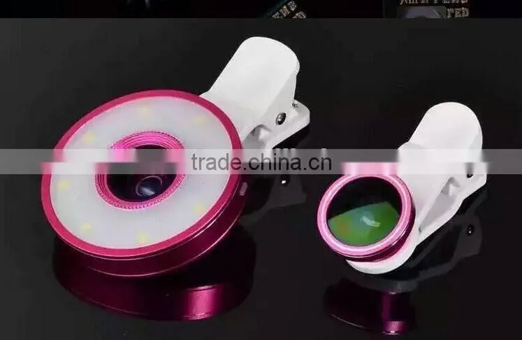 12 LED Camera Flash Fill Light 6 in 1 USB Selfie LED Spotlight for smartphone with fish eye lens wide angle lens microspur lens
