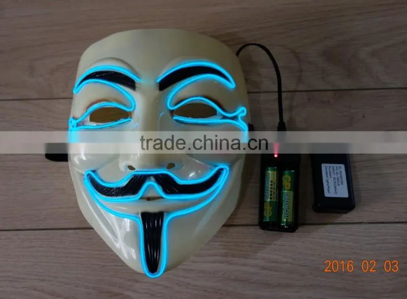 EL WIRE V for Vendetta Mask Party Mask / EL light halloween mask / EL wire V For Vendetta Mask